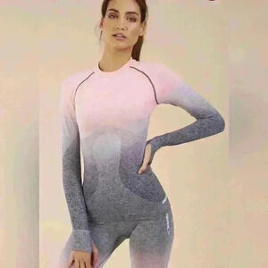 The Gymshark Ombre Seamless Long Sleeve Purple Gray Top size S
